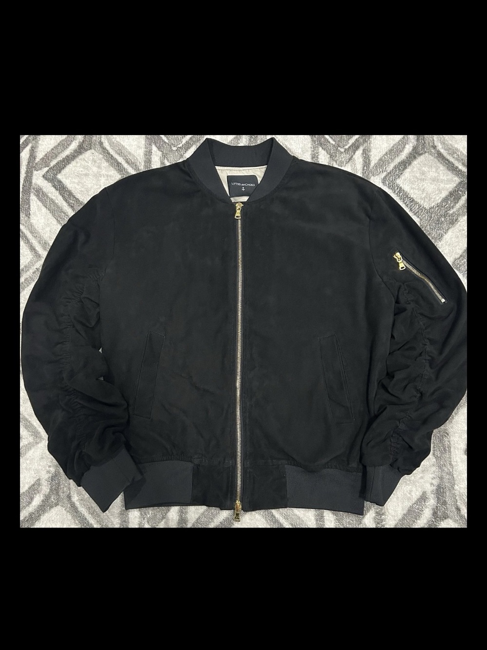 Men's Black Suede Bomber Jacket